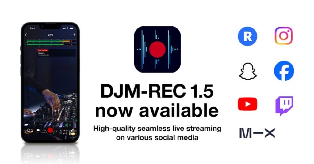 DJ向けライブ配信・録音アプリ「DJM-REC」がアップデート。ライブ配信機能の強化でより簡単にオーディエンスへのプロモーションが可能に